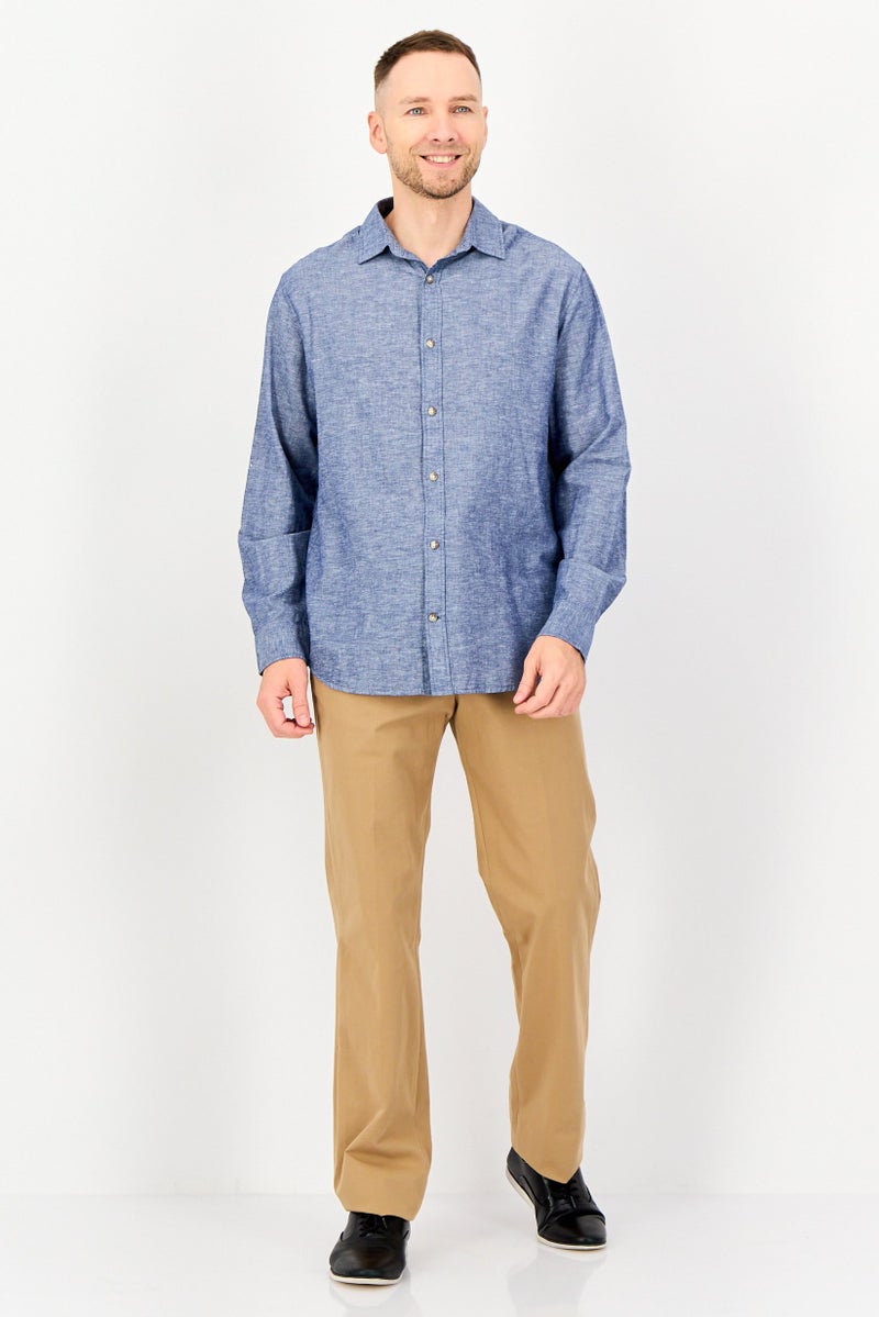 JACK & JONES Men Regular Fit Washed Long Sleeve Casual Shirt, Faded Denim - Image 4