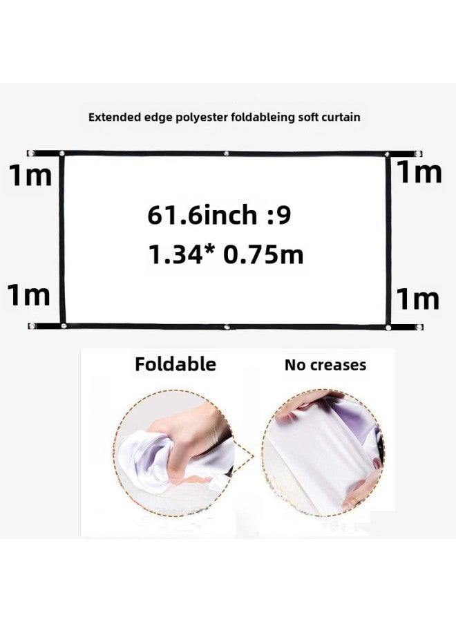Neutral Polyester Simple Folding Soft Curtain 100 Inch 120 Inch Outdoor Portable Hd Projector Screen With Hook - Image 1