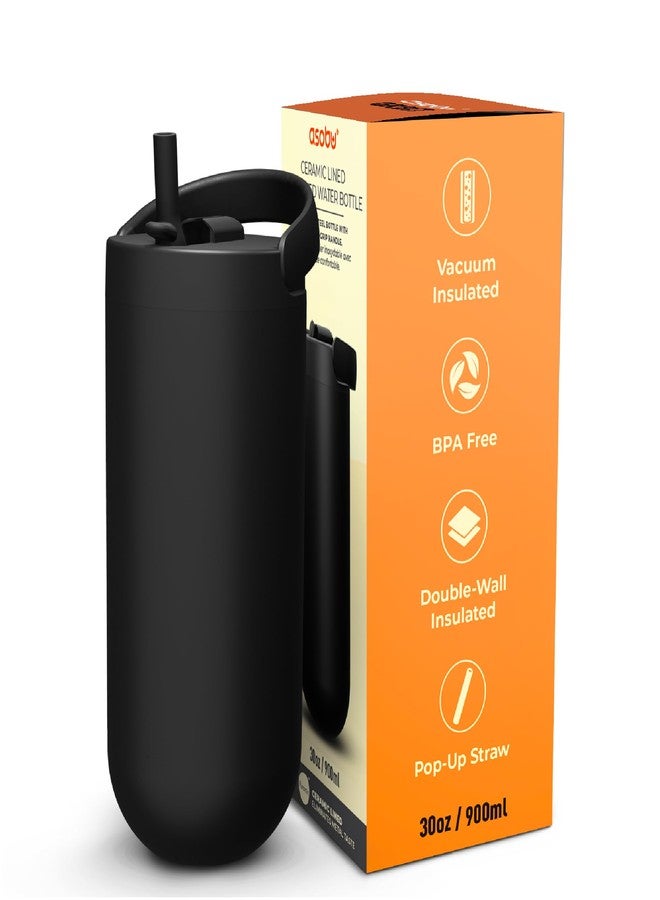 أسوبو زجاجة مياه أسوبو أوربت سعة 900 مل/30 أونصة، زجاجة أنيقة معزولة بغطاء منبثق ومقبض حمل، مثالية للقهوة المثلجة والسفر والترطيب الأنيق - Image 1