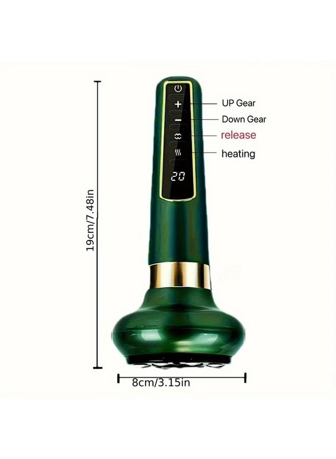 Green USB Rechargeable Handheld Cupping Scraping Massager For Neck Abdomen Thighs - Image 2