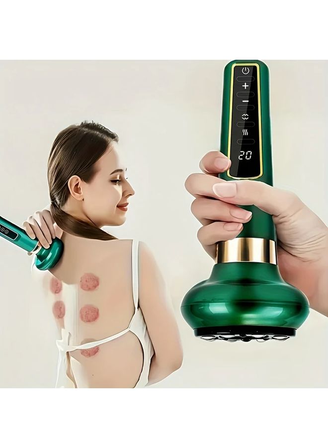 Green USB Rechargeable Handheld Cupping Scraping Massager For Neck Abdomen Thighs - Image 1