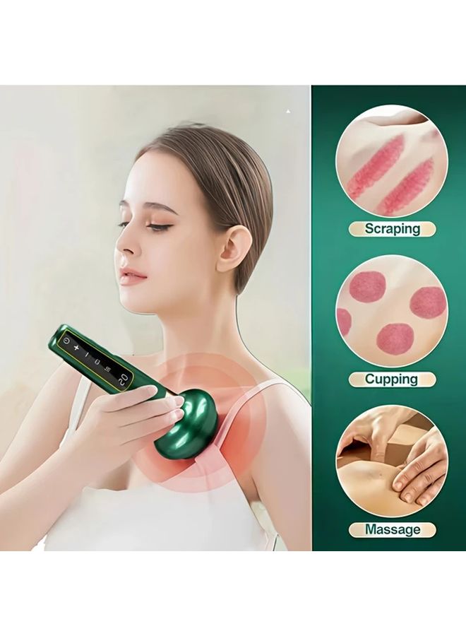 Green USB Rechargeable Handheld Cupping Scraping Massager For Neck Abdomen Thighs - Image 4