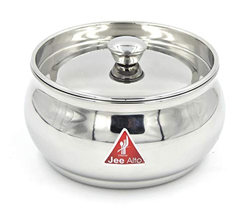 Jee Alto Stainless Steel Round Apple Multipurpose Container/Serving Dish/Storage Pot Small Set Of 2 Pcs(300Ml, 425 Ml) - Silver - Image 4