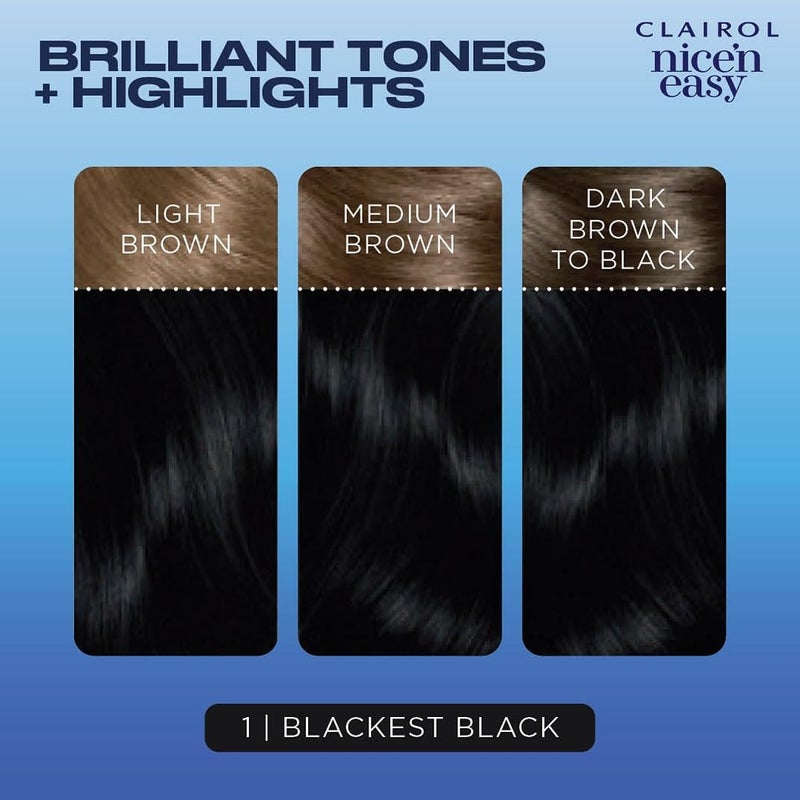 Clairol Nice'n Easy Permanent Hair Dye, 1 Blackest Black Hair Color, Pack of 1 - Image 4