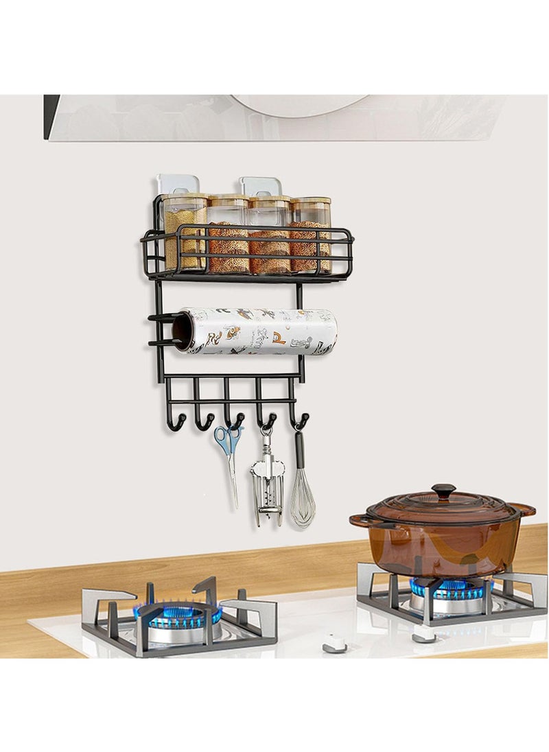 BestStore Multi-Tier Spice Rack Fridge Storage Organizer Metal Hanging Basket with 5-Hooks and Towel Stand for Refrigerator Bottles and Spice Jar Holder  - Image 1