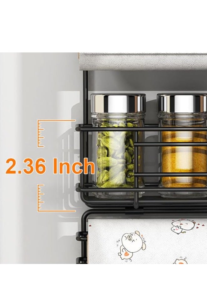 BestStore Multi-Tier Spice Rack Fridge Storage Organizer Metal Hanging Basket with 5-Hooks and Towel Stand for Refrigerator Bottles and Spice Jar Holder  - Image 4