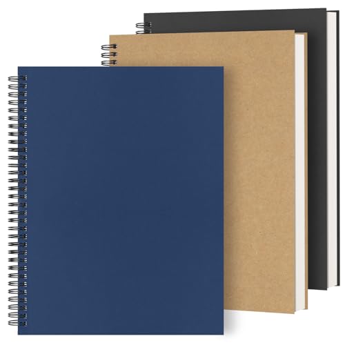 Dynta 3Packs Large Spiral Notebooks 8.5 "x 11" Lined College Ruled Journals for Work, School, Good for Students and Office, 160 Pages/80 Sheets with 100 GSM Lined Paper(3 Colors) - Image 1