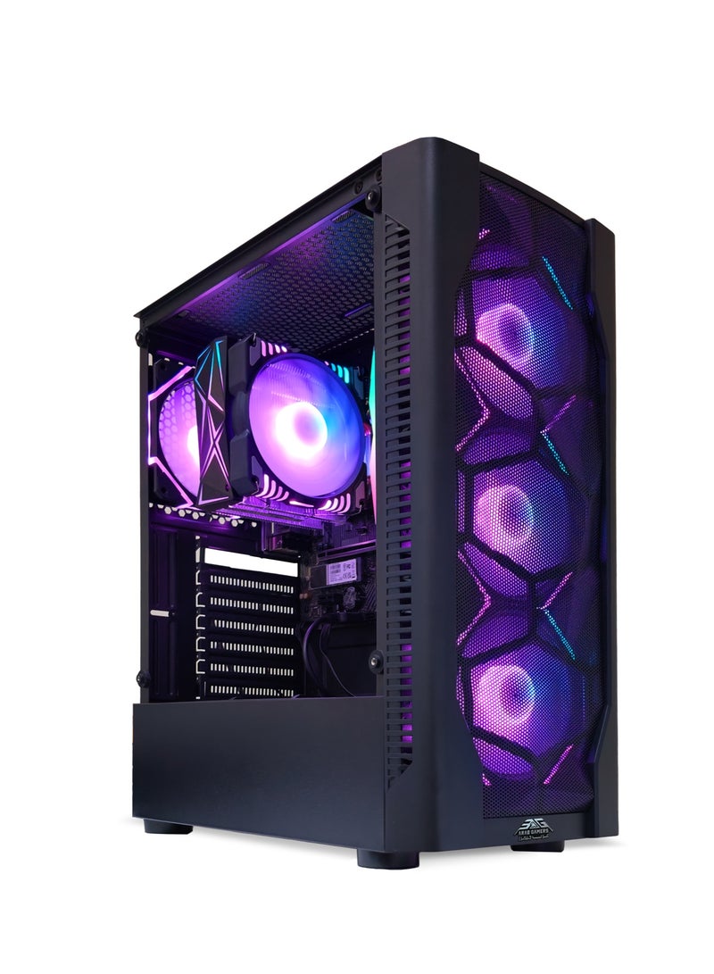 عرب جيمرز مجموعة ألعاب كمبيوتر كاملة - معالج Intel Core i5-12400F، بطاقة رسوميات NVIDIA RTX 5060 8GB، ذاكرة وصول عشوائي 16GB، قرص NVMe SSD سعة 1TB، شاشة FHD 144Hz بحجم 27 بوصة، إضاءة RGB، نظام تشغيل Windows 11 Pro - أسود - Image 2
