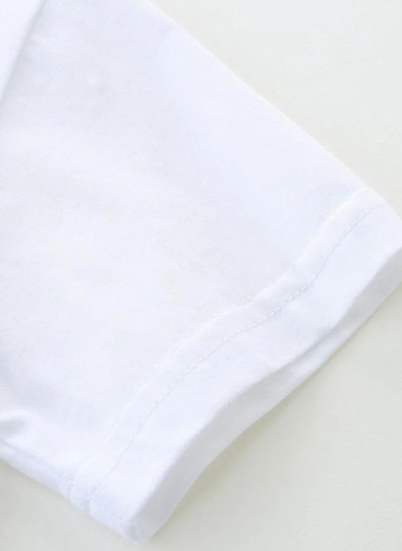 YUNIQEE White Graphic Printed Solid Round Neck Cotton T-shirt
