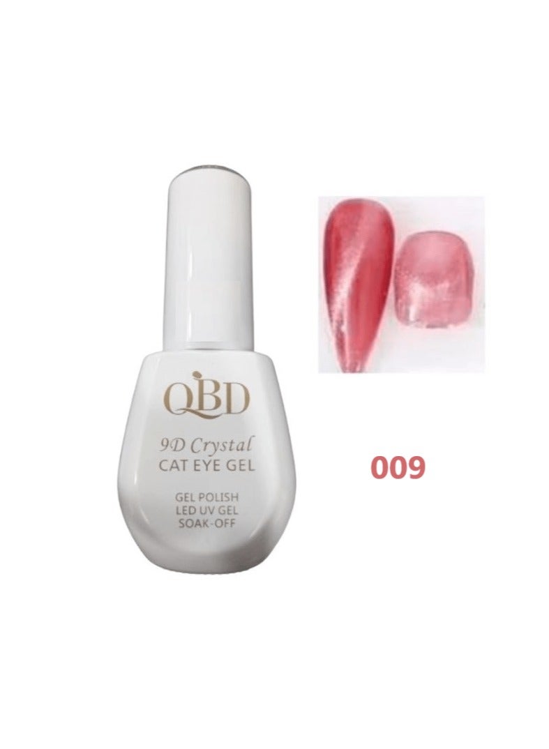 QBD 9D Crystal Cat Eye Gel Nail Polish. It creates a captivating "cat's eye" effect with a 3D crystal finish, adding unparalleled depth and shine to your nails.