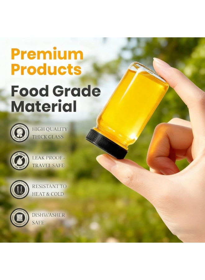 FAYET 12-Pack Glass Drink Bottles with Airtight Lids, Wide Mouth Reusable Juice Bottles Set for Milk, Kombucha, Coffee and Oils, Includes Labels, White Pen, Bottle Brush and Stainless Steel Mini Funnel - Image 2