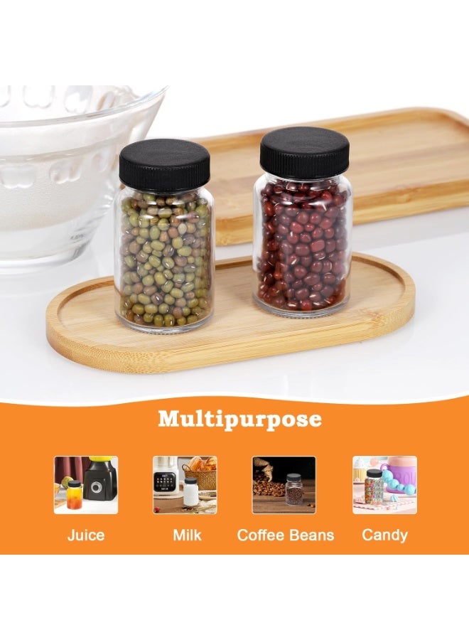 FAYET 12-Pack Glass Drink Bottles with Airtight Lids, Wide Mouth Reusable Juice Bottles Set for Milk, Kombucha, Coffee and Oils, Includes Labels, White Pen, Bottle Brush and Stainless Steel Mini Funnel - Image 3