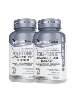 Herbtonics Folitonic Dht Blocker & Hair Loss Supplement ; Hair Thinning Treatment & Promotes Healthy Thicker Hair Growth ; With Saw Palmetto & Biotin For Men & Women ; 60 Vegan Capsules (60 Count (Pack Of 2))  - Image 2