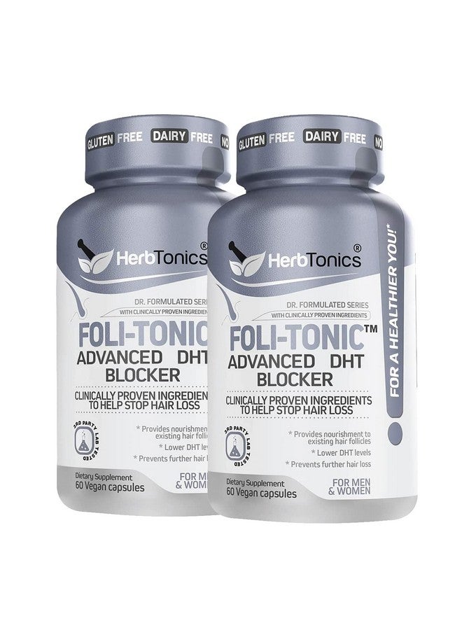 Herbtonics Folitonic Dht Blocker & Hair Loss Supplement ; Hair Thinning Treatment & Promotes Healthy Thicker Hair Growth ; With Saw Palmetto & Biotin For Men & Women ; 60 Vegan Capsules (60 Count (Pack Of 2)) - Image 2