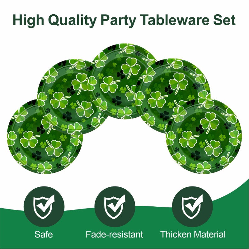 Aixuler St Patrick's Day 40Pcs Disposable Paper Plates,Including 20pcs 9" and 20pcs 7" Plates,Strong and Sturdy Disposable Plates for St Patrick's Day Party, Dinner, Holiday, Picnic,Dinner Table, Wedding - Image 3