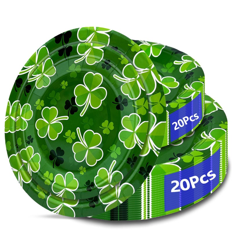 Aixuler St Patrick's Day 40Pcs Disposable Paper Plates,Including 20pcs 9" and 20pcs 7" Plates,Strong and Sturdy Disposable Plates for St Patrick's Day Party, Dinner, Holiday, Picnic,Dinner Table, Wedding - Image 1