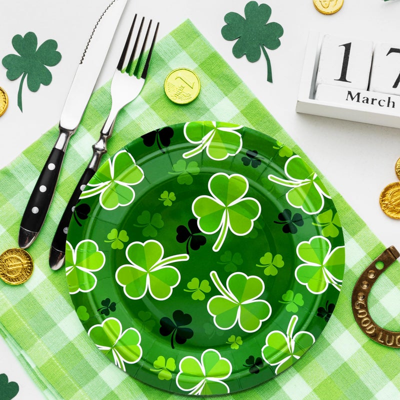Aixuler St Patrick's Day 40Pcs Disposable Paper Plates,Including 20pcs 9" and 20pcs 7" Plates,Strong and Sturdy Disposable Plates for St Patrick's Day Party, Dinner, Holiday, Picnic,Dinner Table, Wedding - Image 4