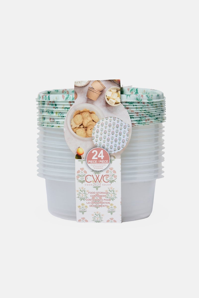 COOK WITH COLOR 24 Pieces Floral Pattern Food Storage Containers, Multicolor - Image 1
