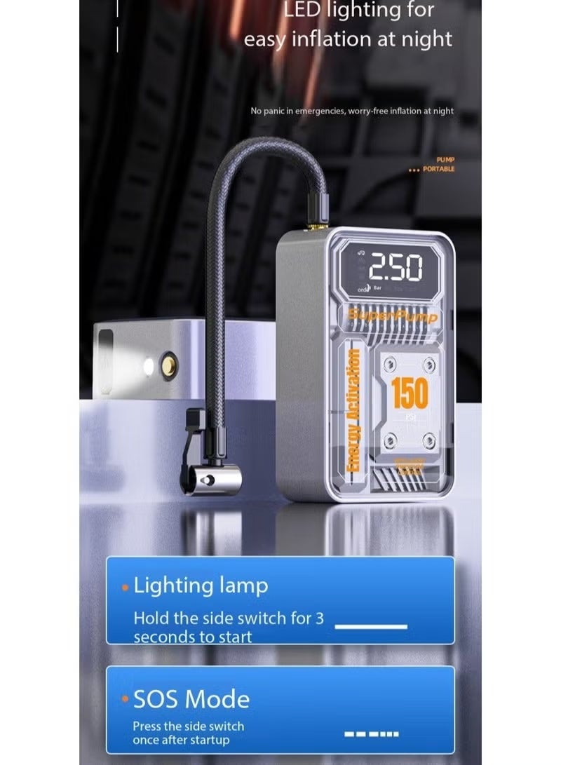 M.A&F's Portable tyre inflator, tyre inflator with LCD display, suitable for car tyres, motorbikes and bicycles - Image 5