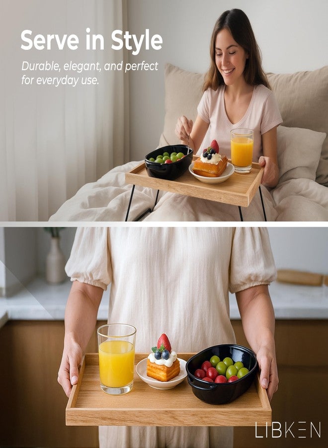 Libken Rubberwood Serving Tray with Foldable Legs – Minimal Scandinavian Design Bed Tray Table – Elegant Wooden Breakfast in Bed Tray, Food Serving Tray for Eating, Snacks, Reading & Laptop Use - Image 2