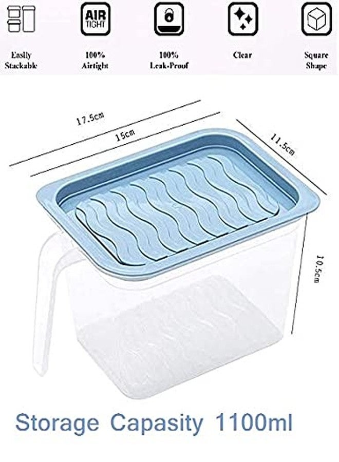 ACHARAJ Multipurpose Use Fridge Organizer Food Storage Container Space Saver, Stackable, Air-Tight Jars Bins with Lids Handle, Transparent, Multi-color, Pack of 2 - Image 4