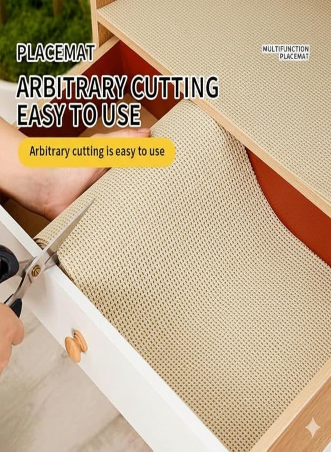 SUBETE Anti-Slip Drawer Matting Roll | Kitchen Shelf Liner, Cabinet Cupboard Sheet & Wardrobe Mat | Solid Waterproof, Non-Adhesive Grip (Cream, 30 x 500 CM) - Image 2