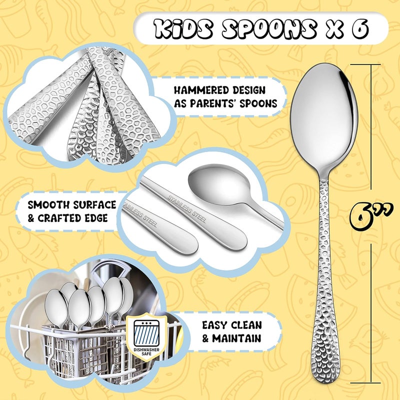 E-far Stainless Steel Kids Spoons - 6-Piece Set - Image 2