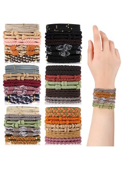 60 Pcs Boho Hair Accessories Stylish Bracelets Hair Ties  Bands  Soft DualUse Elastics for Women  Girls 10 Styles for Ponytails  Braids
