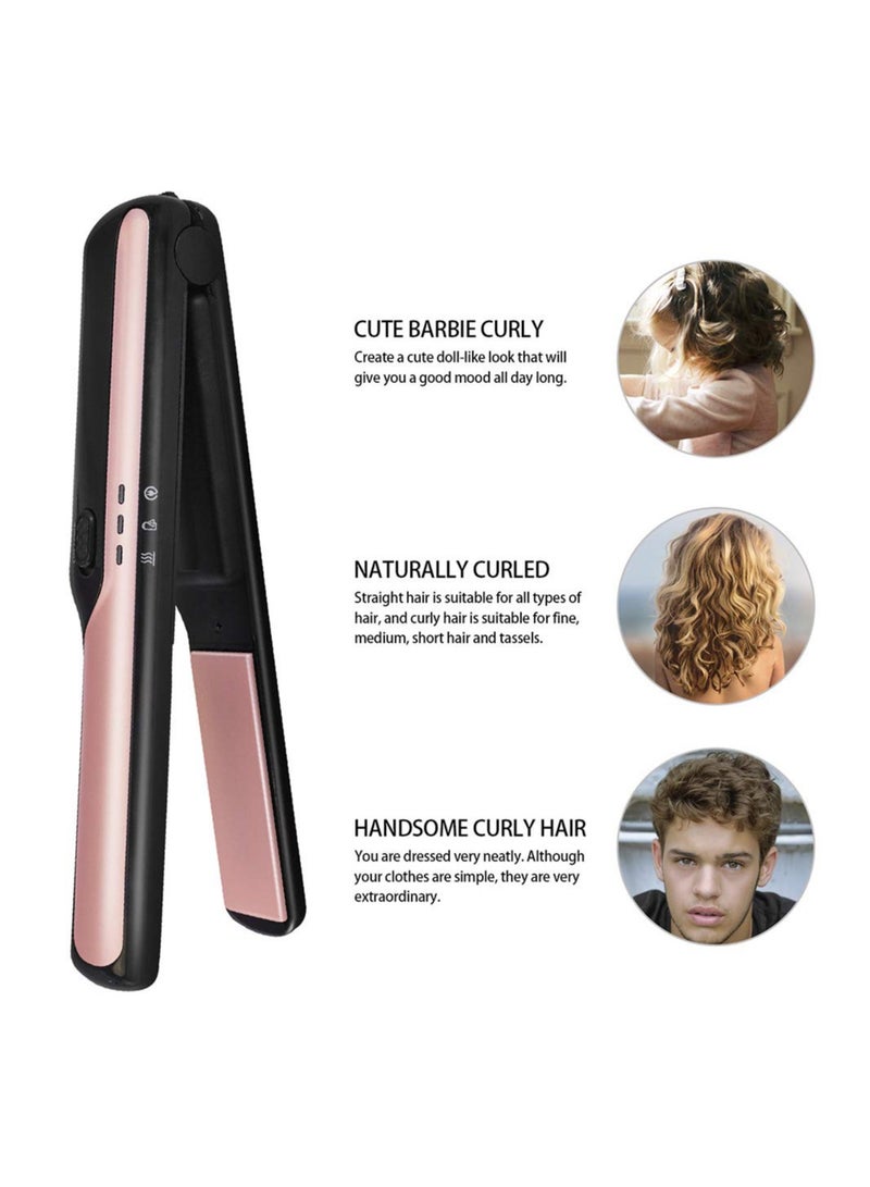 Zikra مكواة شعر، مكواة ومجعد لجميع تسريحات الشعر، مكواة مسطحة لمكواة الشعر، مكواة ومجعد لجميع تسريحات الشعر، هدية للفتيات والنساء (أسود) - Image 3