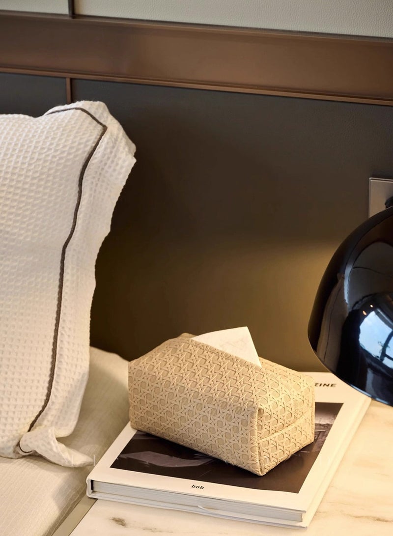 Tissue Box Cover, Waterproof PU Leather Tissue Boxes holder, Vine Woven Pattern Rectangular Tissue Boxes, Living Room Bathroom Vanity Tissue Case, Office Desk Car Tissue Holder, Home Decorations (Five Colors) - Image 4