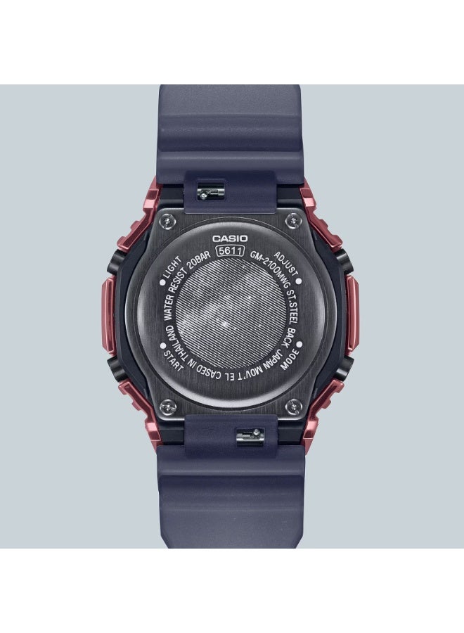 كاسيو ساعة كاسيو جي-شوك GM-2100MWG-1ADR للرجال أنالوج/ديجيتال، إطار ثماني معدني مطلي أيونياً بالبنفسجي بنقشة مجرّة، مقاومة ماء 200 متر، سوار ريزن كحلي شبه شفاف - Image 4