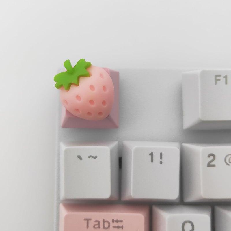 Elacgap Personalized Cute Pink Keycap Handmade OEM Profile DIY Custom Keycap for Mechanical Keyboard MX Switch (Strawberry) - Image 2
