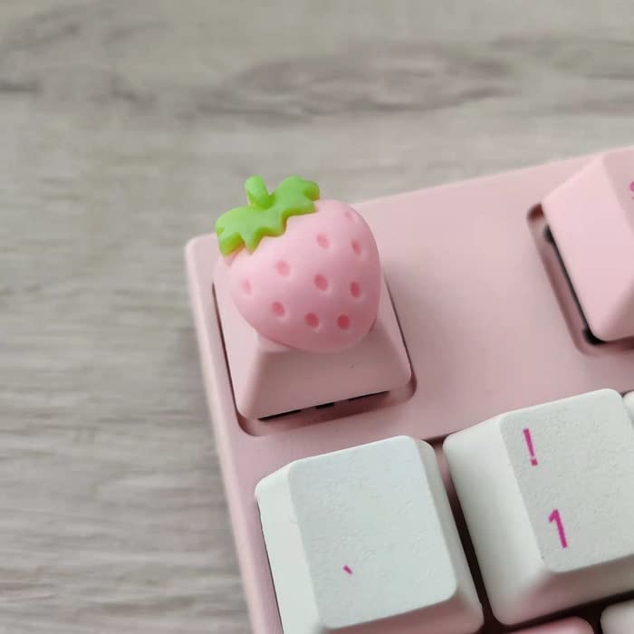 Elacgap Personalized Cute Pink Keycap Handmade OEM Profile DIY Custom Keycap for Mechanical Keyboard MX Switch (Strawberry) - Image 4