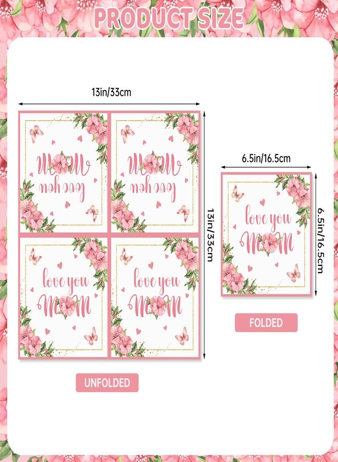 Litmitfu 40 Pcs Happy Mothers Day Napkins - 6.5 Inch Flower Mother Days Paper Napkins, 3-Ply Disposable Love You Mom Cocktail Napkin Hand Towel Set for Mother's Day Party Supplies Table Decorations Favors - Image 3