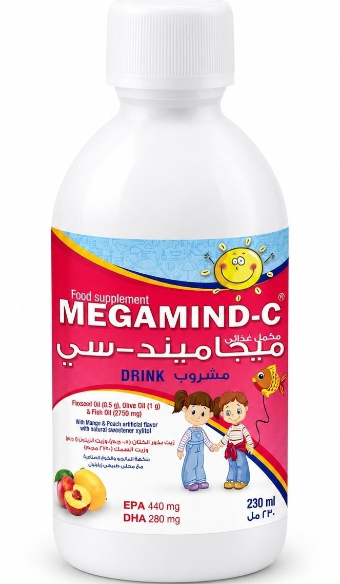 Sulinda Megamind Omega-3 Fish Oil Syrup 2750 mg for Kids & Adults | Brain, Focus & Heart Support with Olive & Flaxseed Oils | Mango & Peach | 230 ml - Image 2