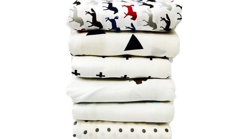 Mahaveer Cotton Organic Cotton Muslin Pack of 2 Baby Bath Towel 120 Cm X 120 Cm,400 Tc_ Zig Zag Blue & Grey - Image 4