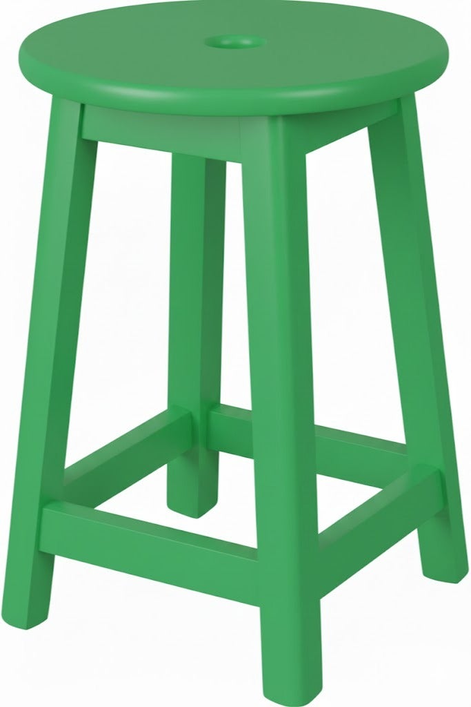 Wooden bar stool without backrest, 50 cm green color