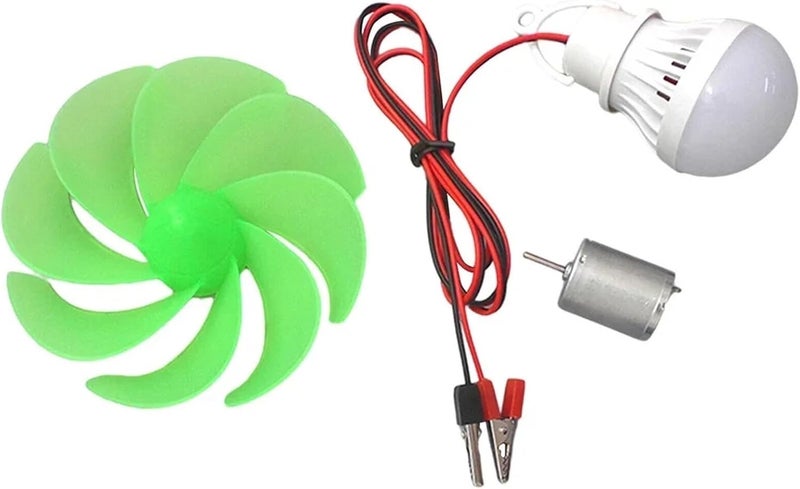 Wind Generator, 10Pcs Mini Wind Motor Blade with Bulb DIY Kit Power Alternative Energy Generator Electrical Equipment,for Home, Farm, RVs, Boats - Image 2