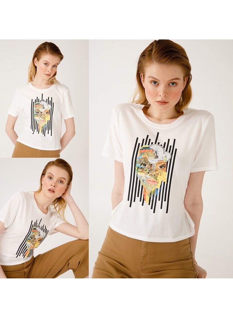 Biggdesign Nature Women's T-Shirt, Printed T-Shirt, Short Sleeve, Women's T-Shirt, Soft Cotton, Casual T-shirts, Medium Size - Image 3