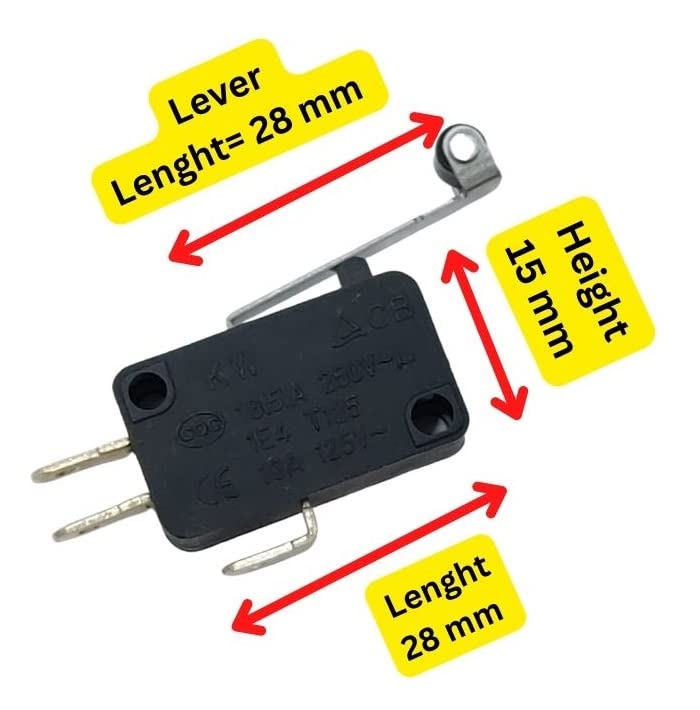 ESPtronics 5 Pcs 16A Limit Switch with Roller Lever 220v AC with Roller 3 Pin Momentary Roller Lever Arm Micro Limit Switch for Incubator AC 250V 5A SPDT  - Image 3