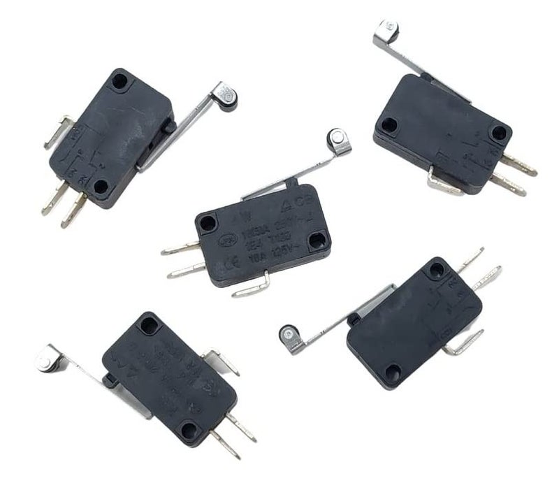 ESPtronics 5 Pcs 16A Limit Switch with Roller Lever 220v AC with Roller 3 Pin Momentary Roller Lever Arm Micro Limit Switch for Incubator AC 250V 5A SPDT  - Image 1