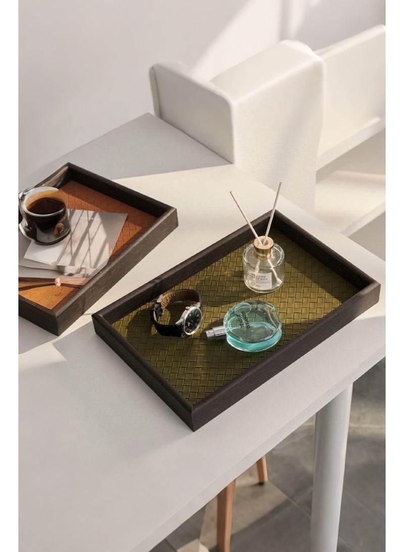 nehem 2 pcs Wood Grain Serving Tray Decorative Trays for Jewelry/ring/watch/coffee  - Image 2