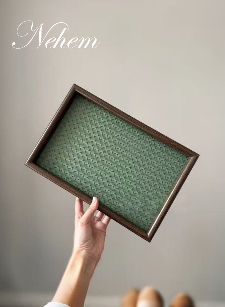 nehem 2 pcs Wood Grain Rectangle Serving Tray Holds Candles, Bathroom Soap Dish Tea Tray Decorative Trays for Jewelry/ring/watch/coffee/Breakfast/Make Up Decorative Trays ﻿ - Image 5