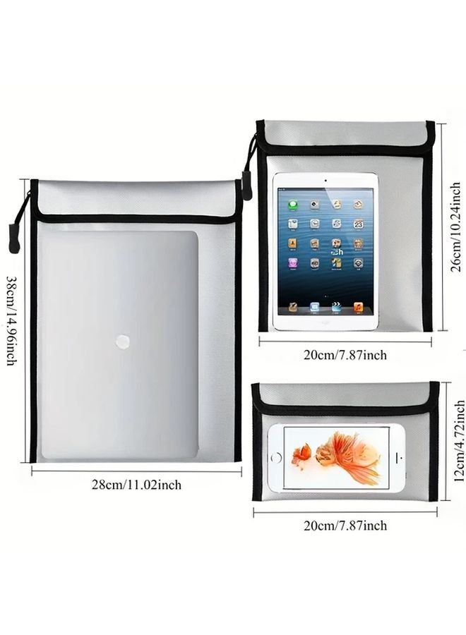 Fireproof Document Bag Flame Retardant Pouch For Valuables A4 A5 Papers Silvery Size M - Image 3