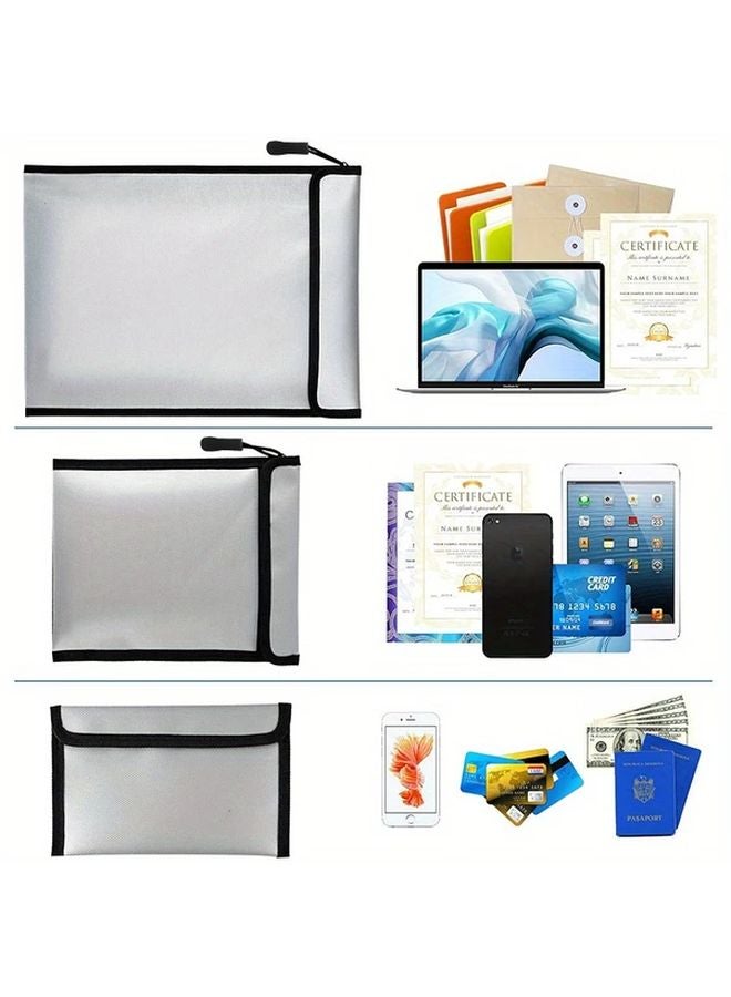 Fireproof Document Bag Flame Retardant Pouch For Valuables A4 A5 Papers Silvery Size M - Image 4