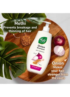 Nyle Naturals Onion Anti-Dandruff Shampoo, With Onion And Fenugreek, Gentle & Soft Shampoo, Ph Balanced And Paraben Free, For Men And Women, 800Ml  - Image 2