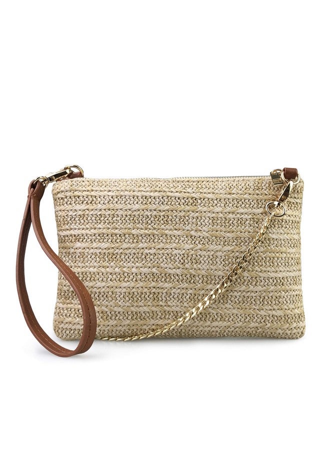 Hoxis Straw Zipper Small Cross Body Bag Wristlet Clutch Womens Purse (Brown) - Image 1
