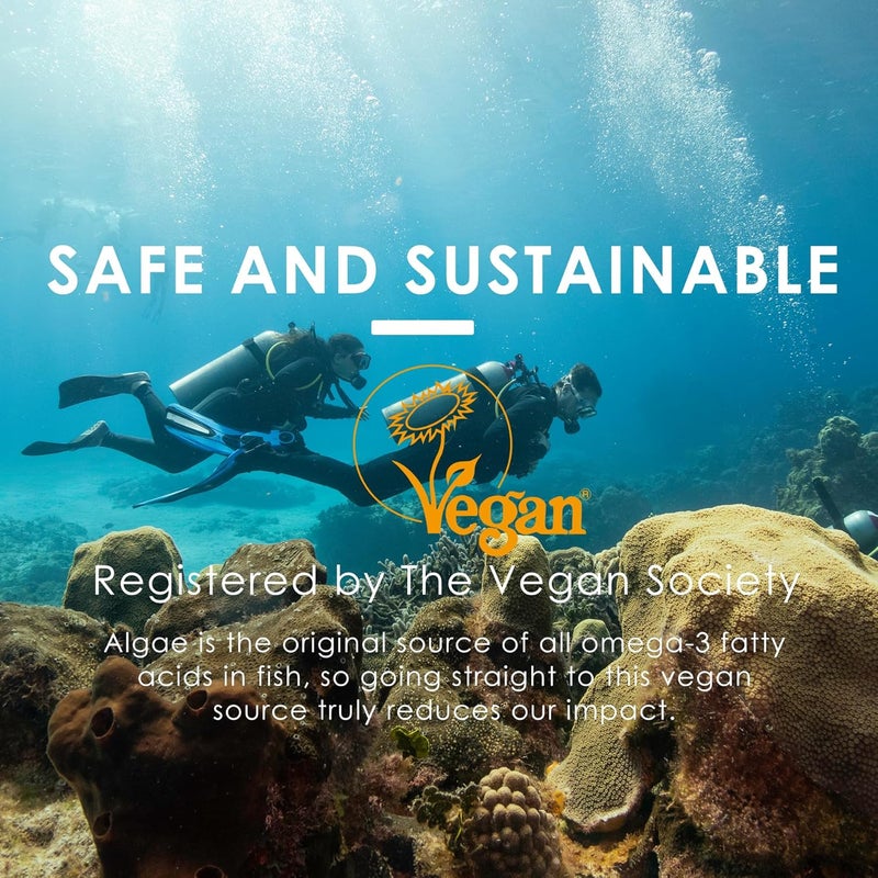 NEVISS Algae Omega 3 Gummies 1000mg Plant Based DHA 460mg  EPA 230mg Omega 3 Fish Oil Alternative for Adults Plus MethylFolate Vitamin B12 Phosphatidylserine No Fishy Taste Vegan Sugar Free 60 Cts - Image 3