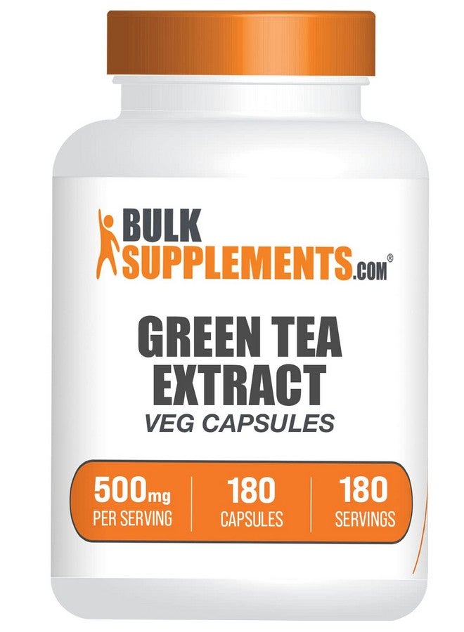 BulkSupplements.com Green Tea Extract Capsules - Green Tea Supplement, Green Tea Extract 500mg, Green Tea Pills - Vegan & Gluten Free, 1 Capsule per Serving, 180 Veg Capsules (Pack of 1) - Image 1