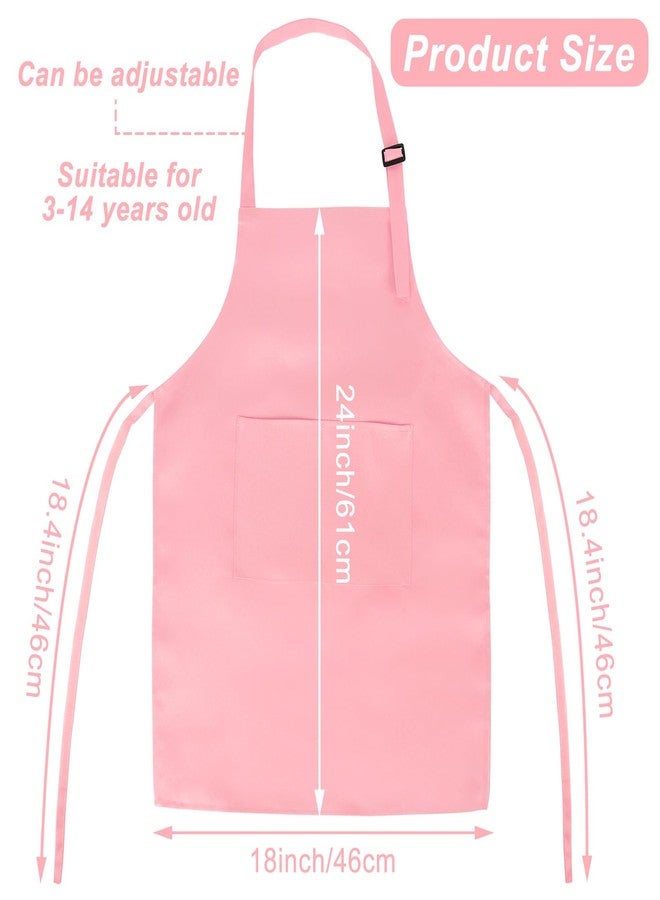 Morcheiong 8 Pack Adjustable Kids Apron Bulk with 2 Pockets Toddler Apron Kids Painting Aprons for Cooking Baking Painting Boys Girls (Pink) - Image 2